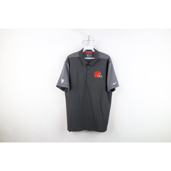 Nike NFL Mens Large Cleveland Browns Football Short Sleeve Golf Polo Shirt Gray - Picture 1 of 16